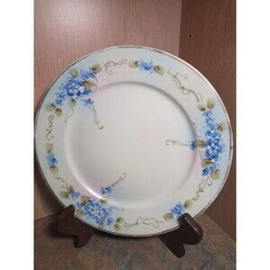 Vintage Hand Painted Nippon Japan Decorative Bread Plate Blue Flowers